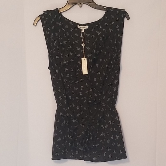 Max Studio Black Print Chiffon Ruffle Blouse - Picture 2 of 6